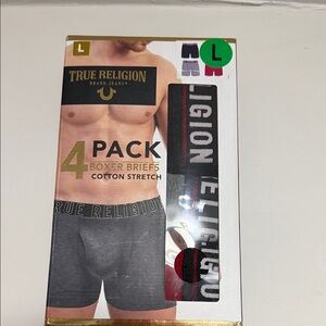 TRUE RELIGION MENS STRETCH BOXER BRIEF 4 PK SIZE L NIB!